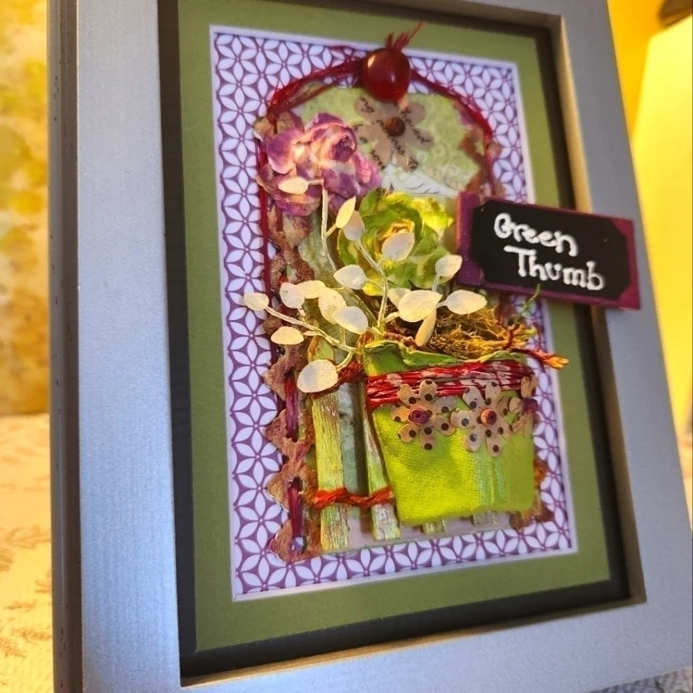 Handcrafted 3D Framed approx (7.5 x 9) GardenFloral Design.Home Decor or gift it